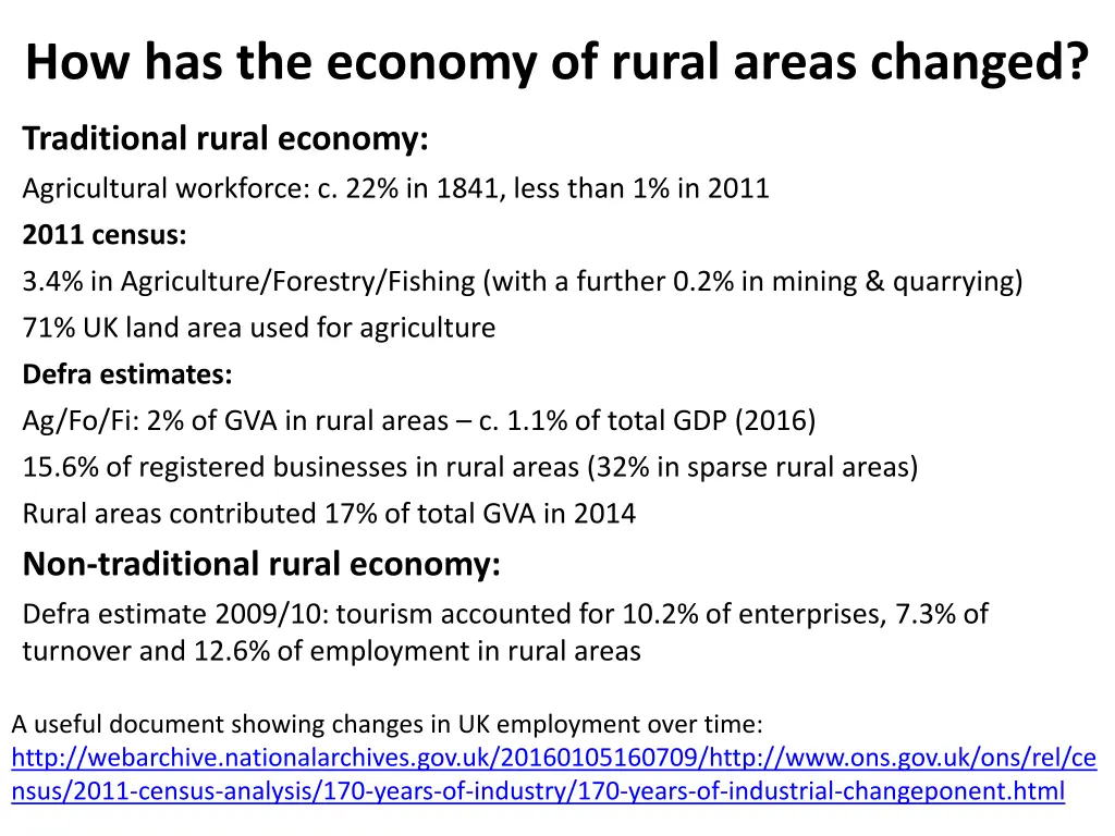 how has the economy of rural areas changed