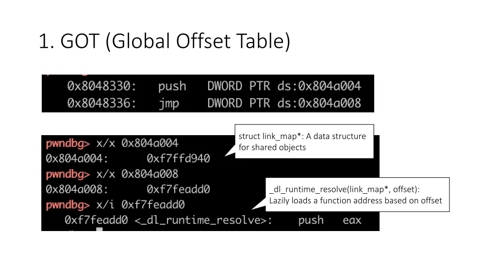 1 got global offset table 2