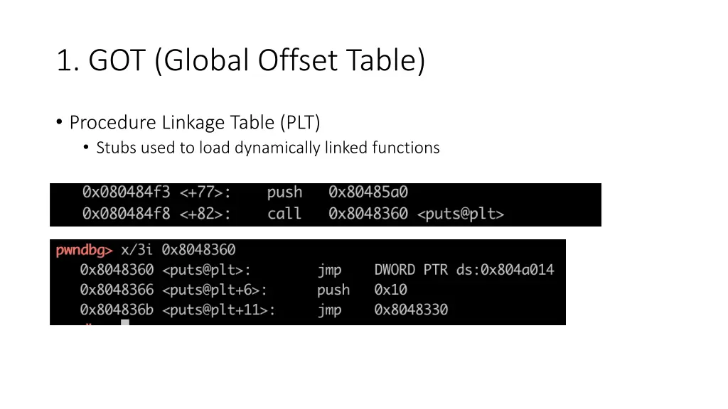 1 got global offset table