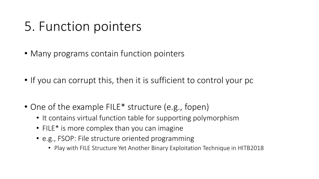 5 function pointers