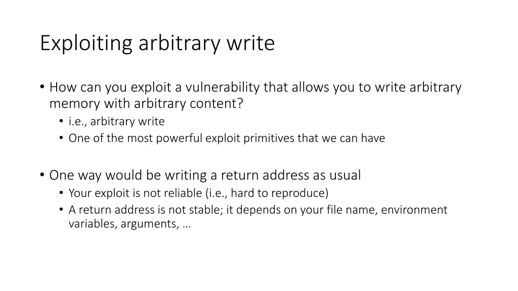 exploiting arbitrary write