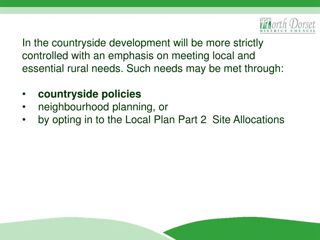 in the countryside development will be more