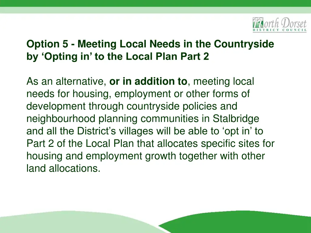 option 5 meeting local needs in the countryside