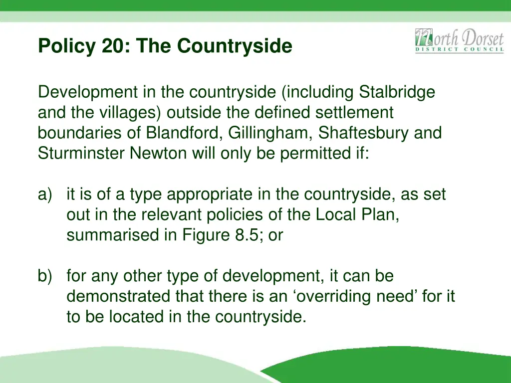 policy 20 the countryside