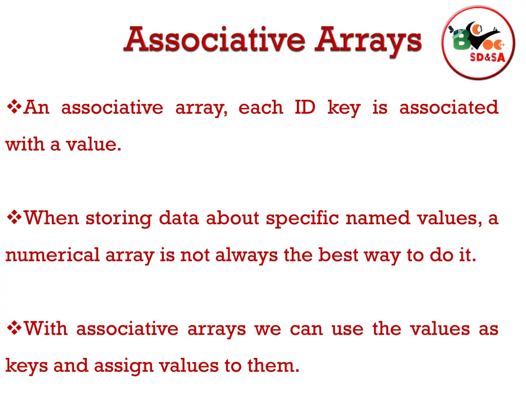 an associative array each id key is associated