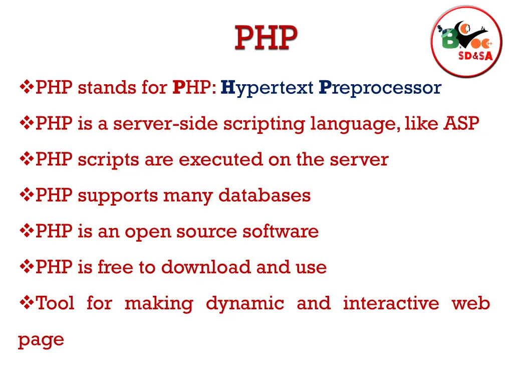 php stands for p hp h ypertext p reprocessor