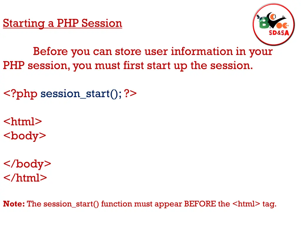 starting a php session