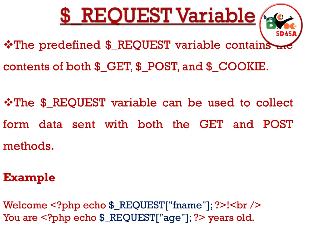 the predefined request variable contains the