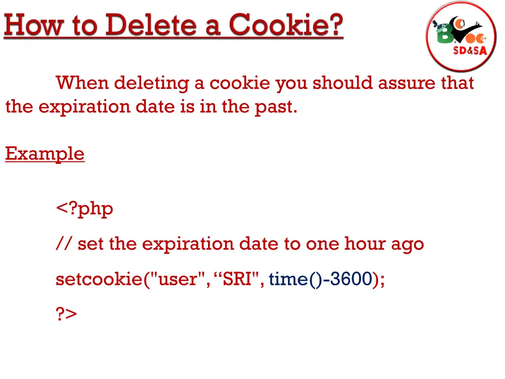 when deleting a cookie you should assure that