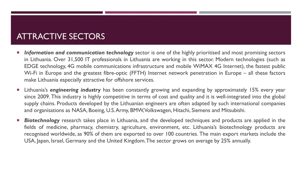 attractive sectors