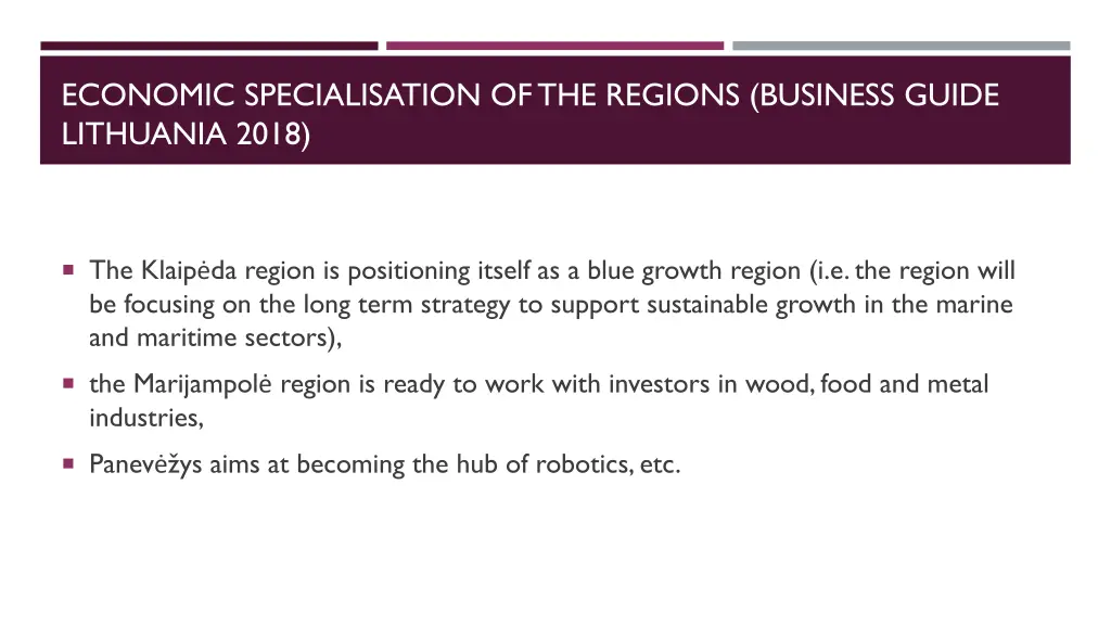 economic specialisation ofthe regions business