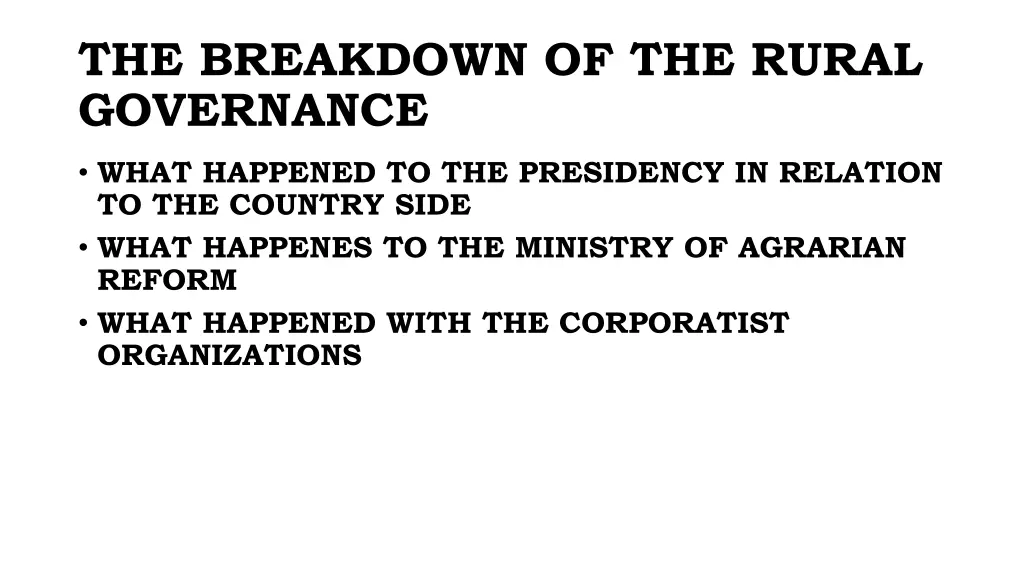 the breakdown of the rural governance