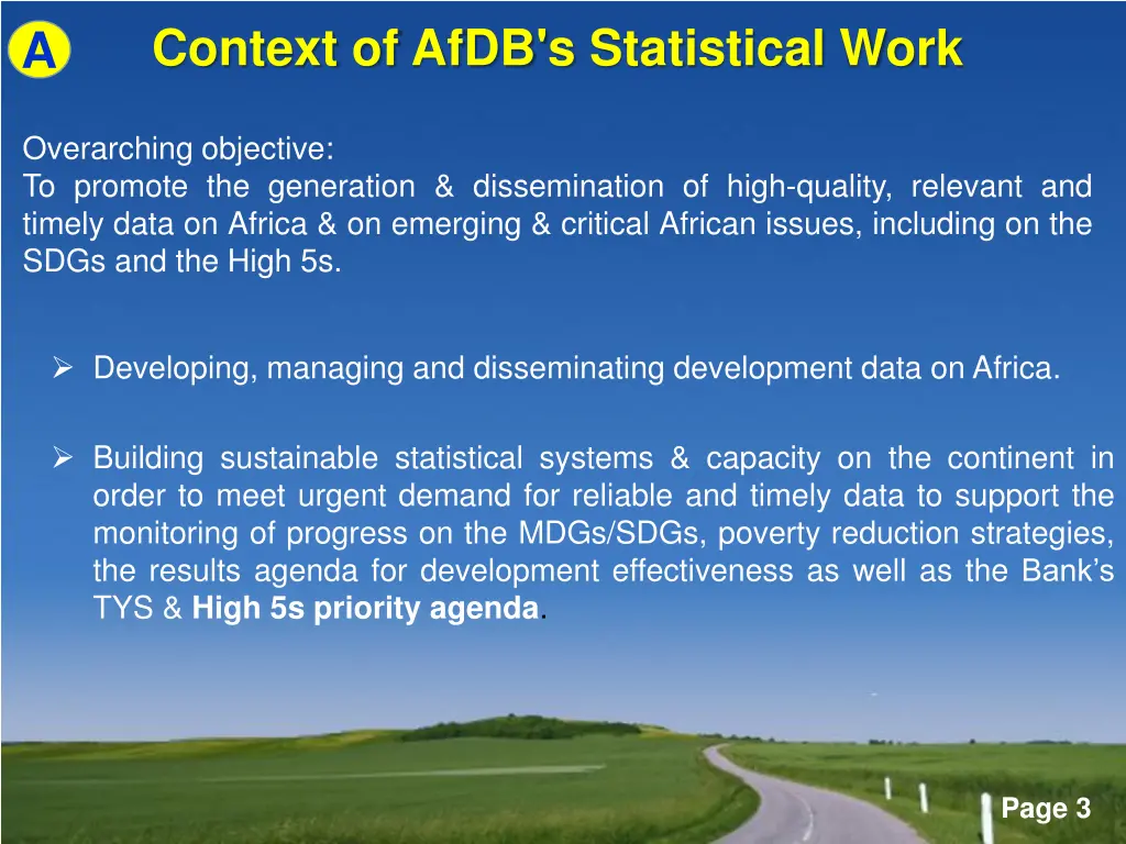 context of afdb s statistical work