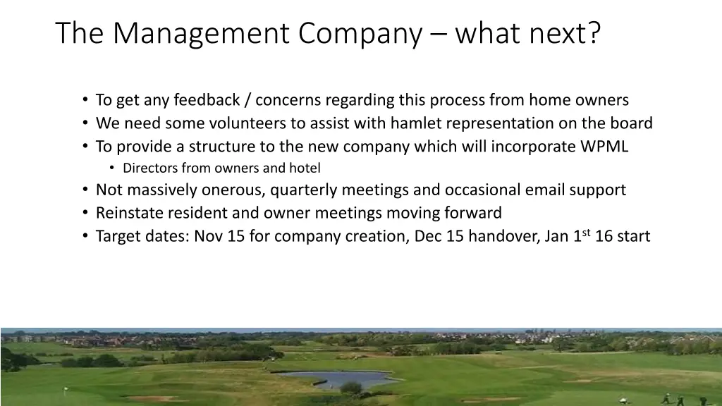 the management company what next