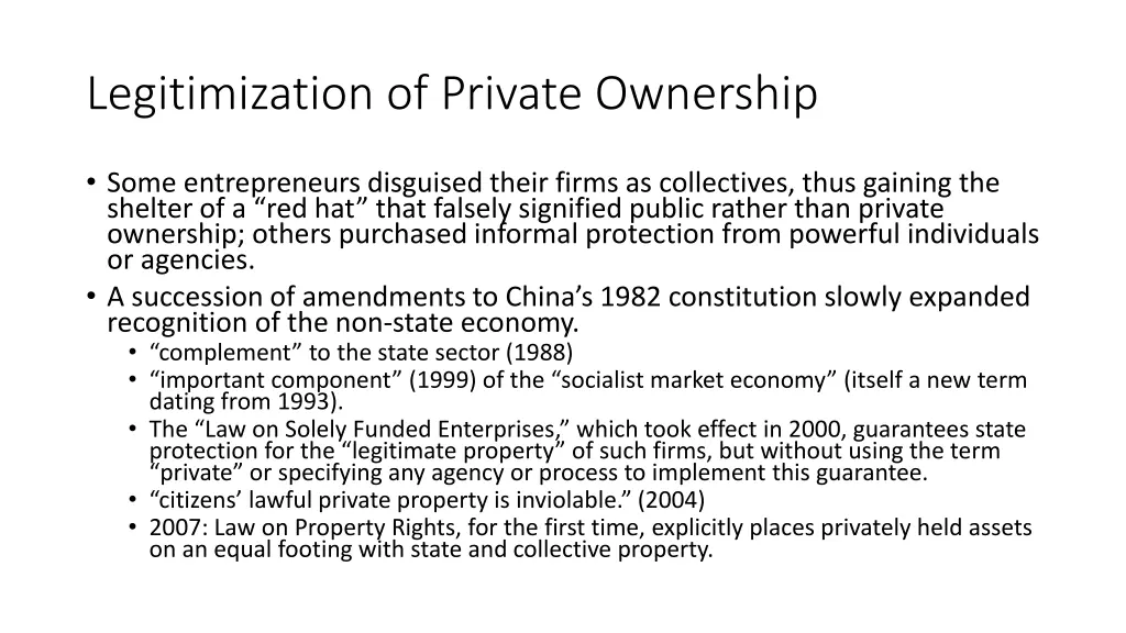 legitimization of private ownership