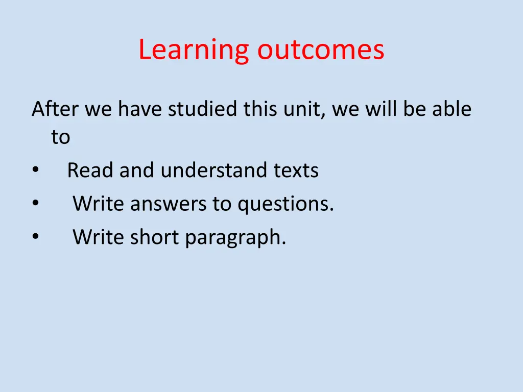 learning outcomes