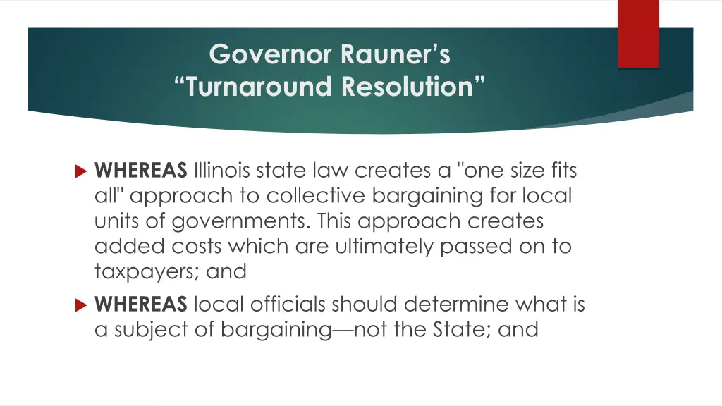 governor rauner s turnaround resolution