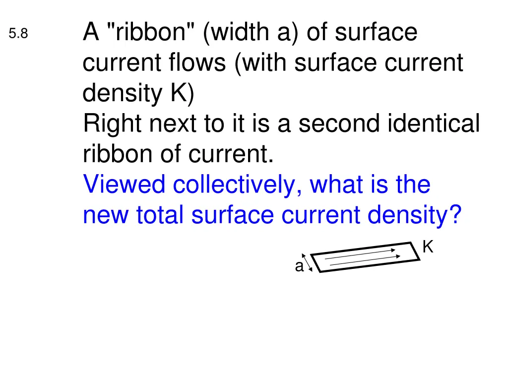 a ribbon width a of surface current flows with