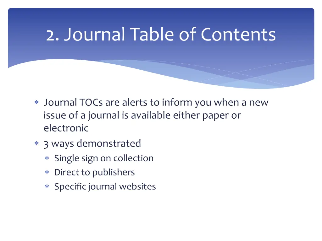 2 journal table of contents