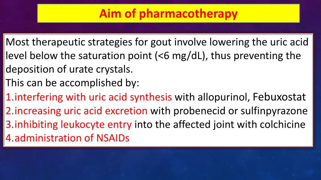 aim of pharmacotherapy