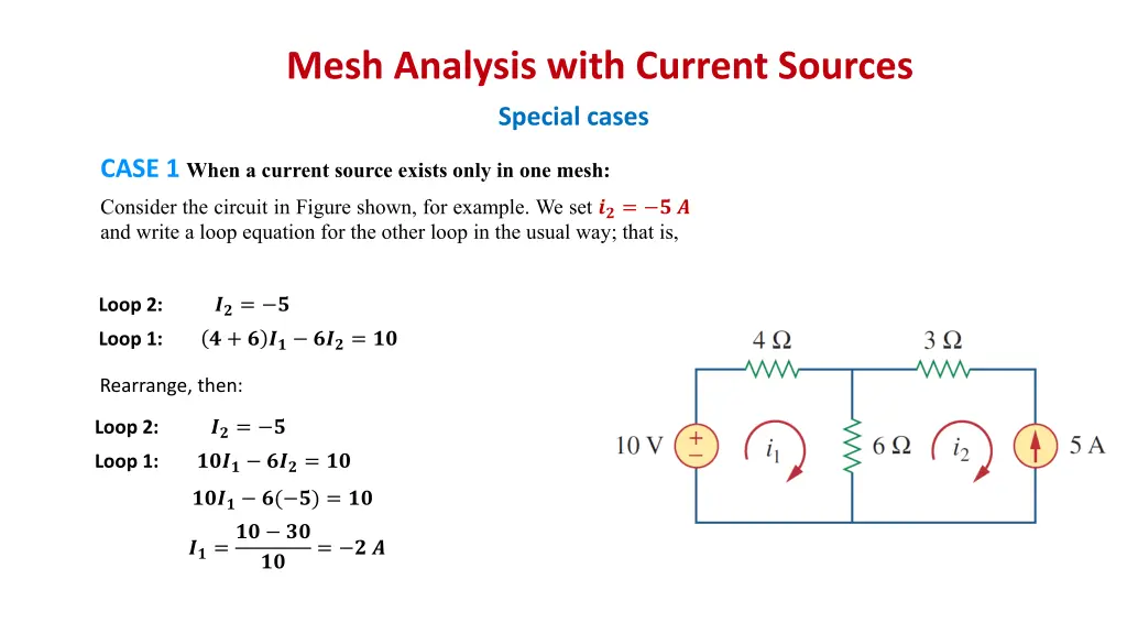 mesh analysis with current sources 1