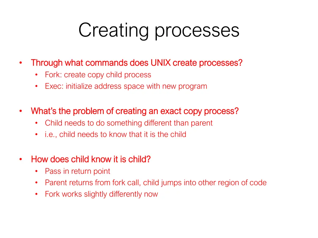 creating processes