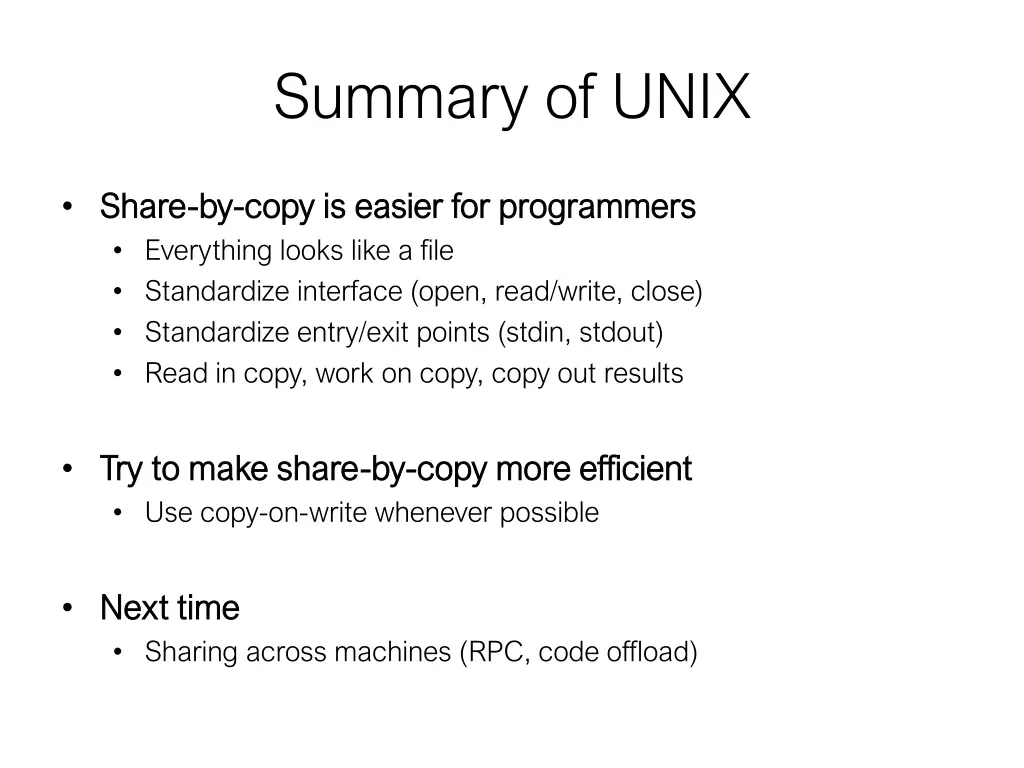 summary of unix