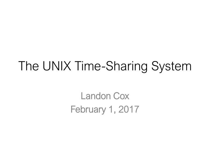 the unix time sharing system