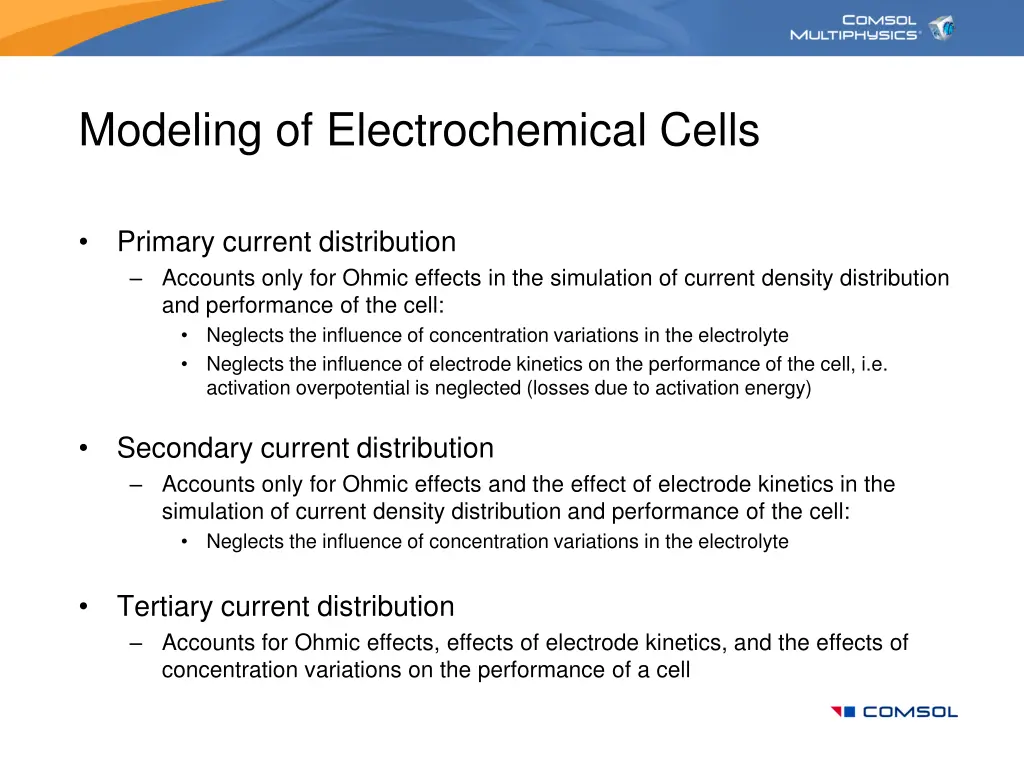 modeling of electrochemical cells