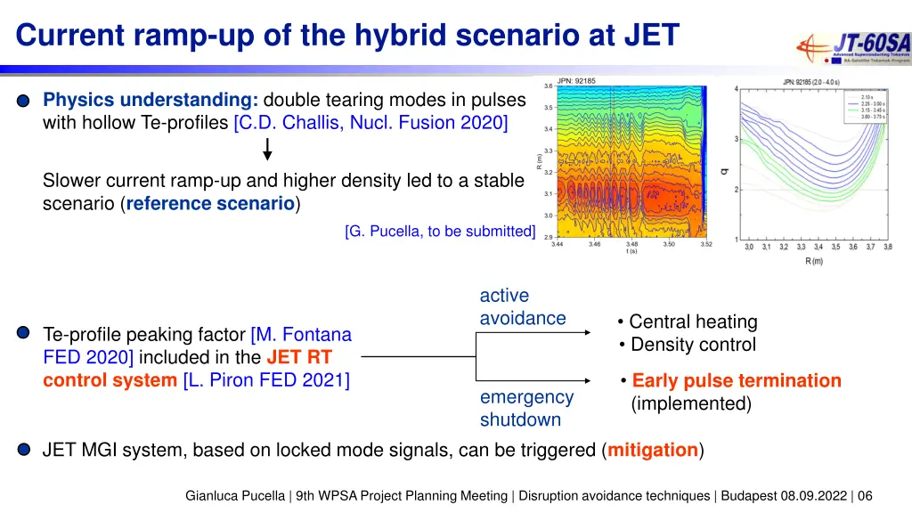 current ramp up of the hybrid scenario at jet