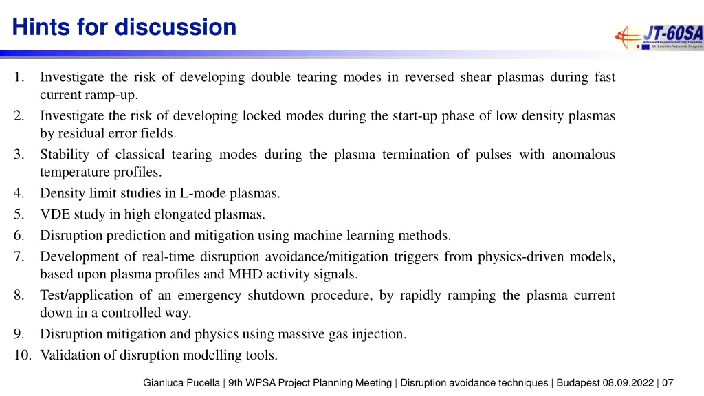 hints for discussion