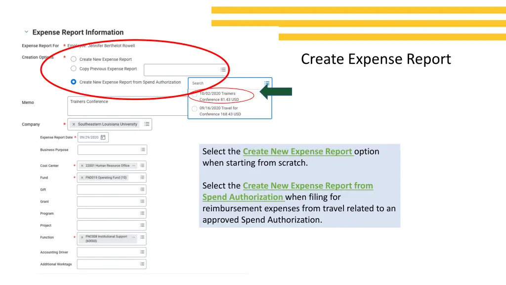 create expense report 1