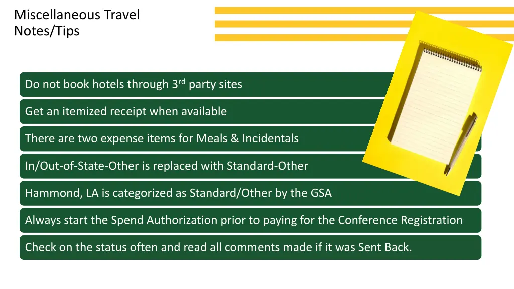 miscellaneous travel notes tips