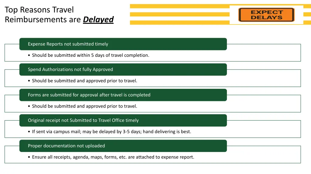 top reasons travel reimbursements are delayed