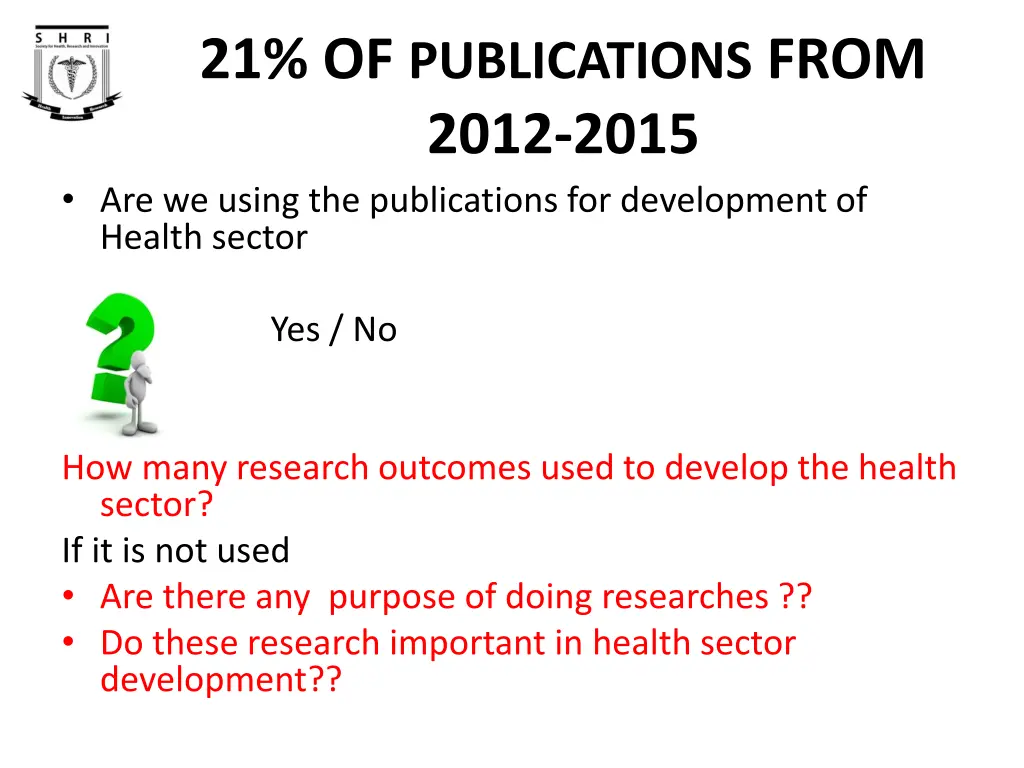 21 of publications from 2012 2015 are we using