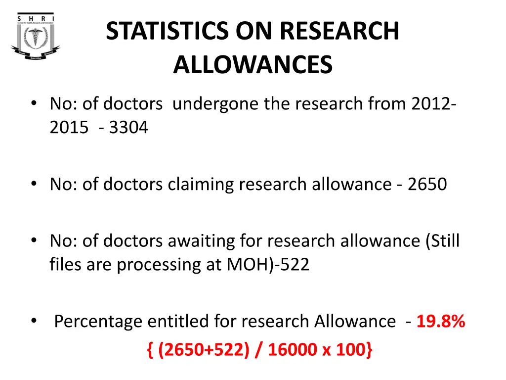 statistics on research allowances