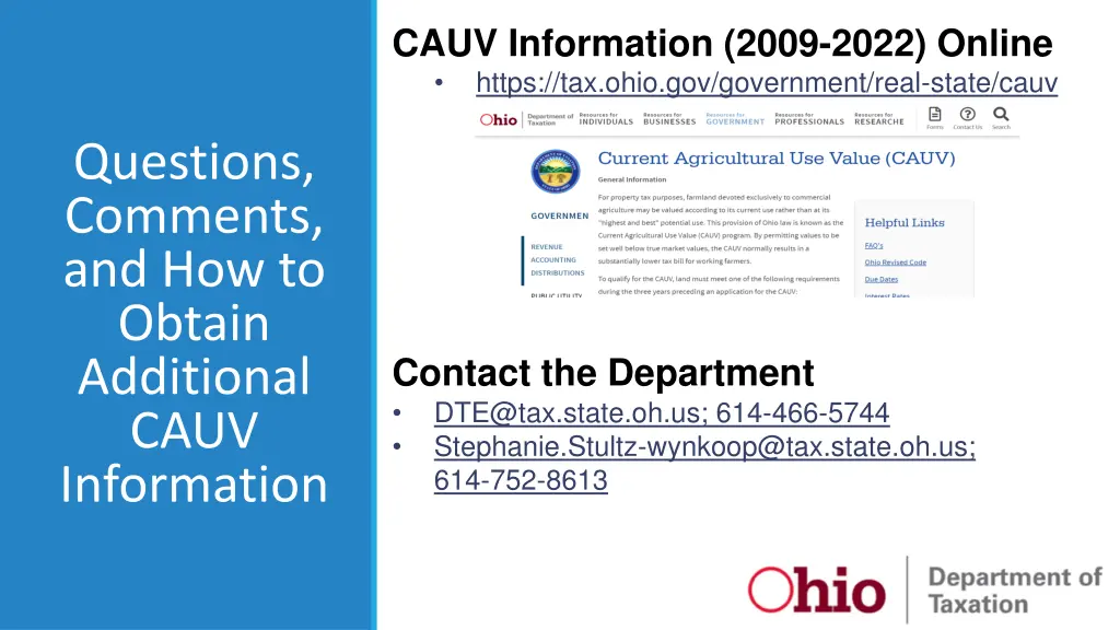 cauv information 2009 2022 online https tax ohio