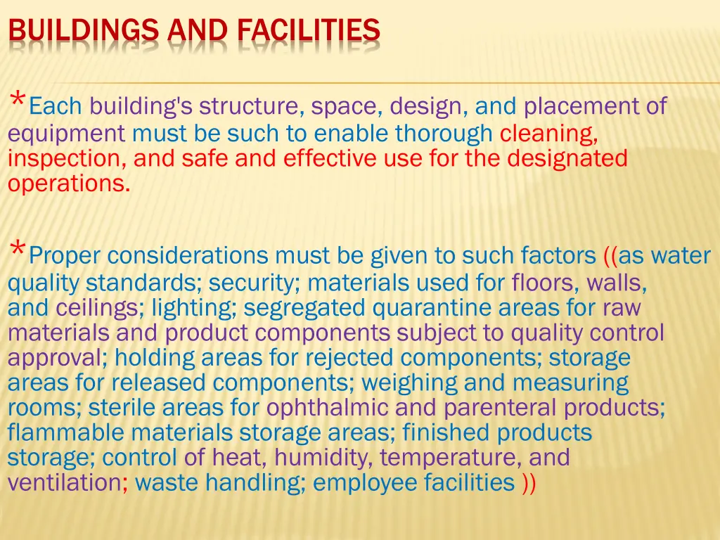 buildings and facilities