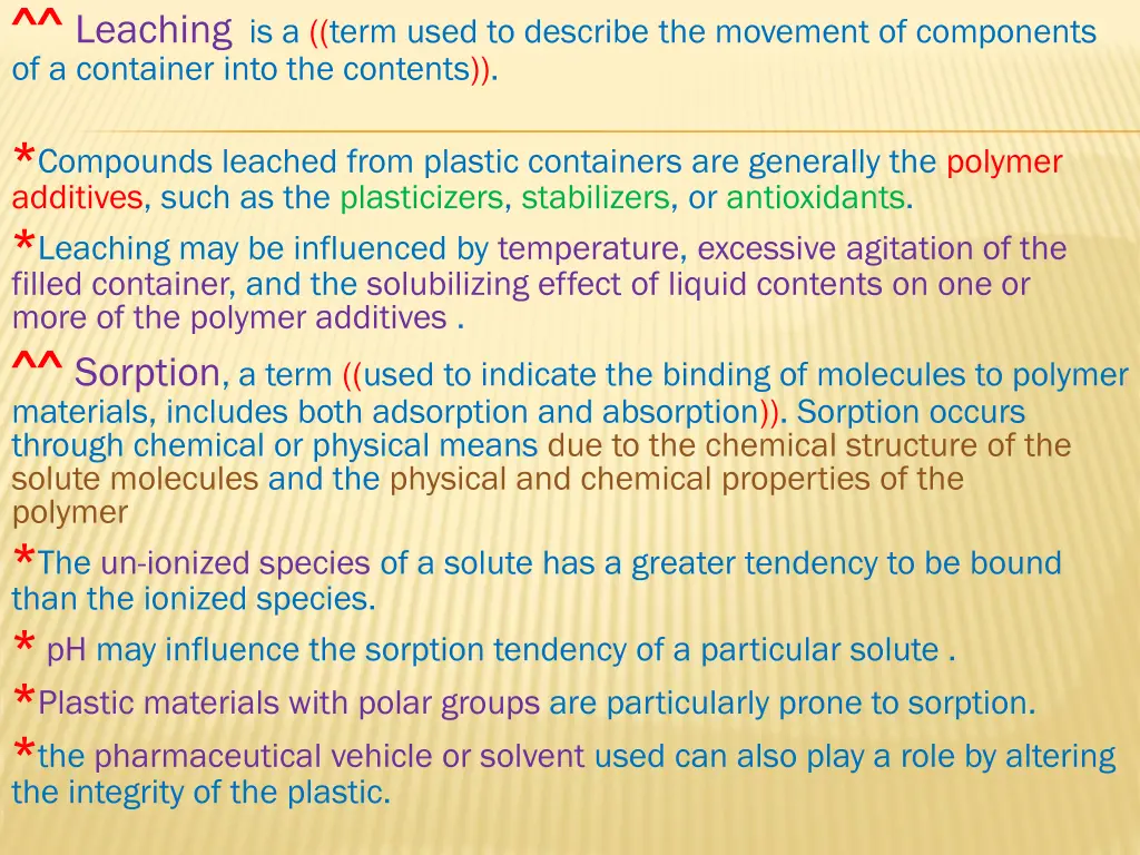 leaching is a term used to describe the movement