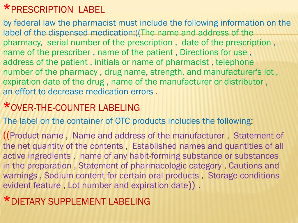 prescription label by federal law the pharmacist