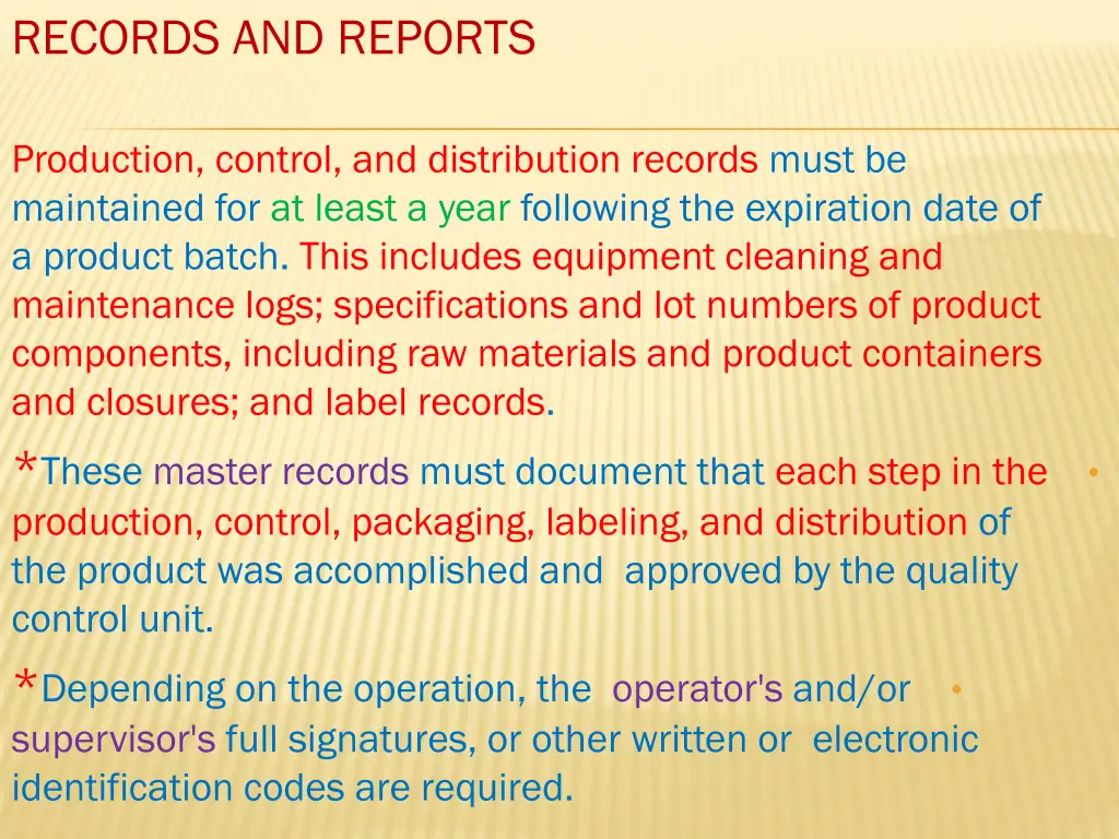 records and reports