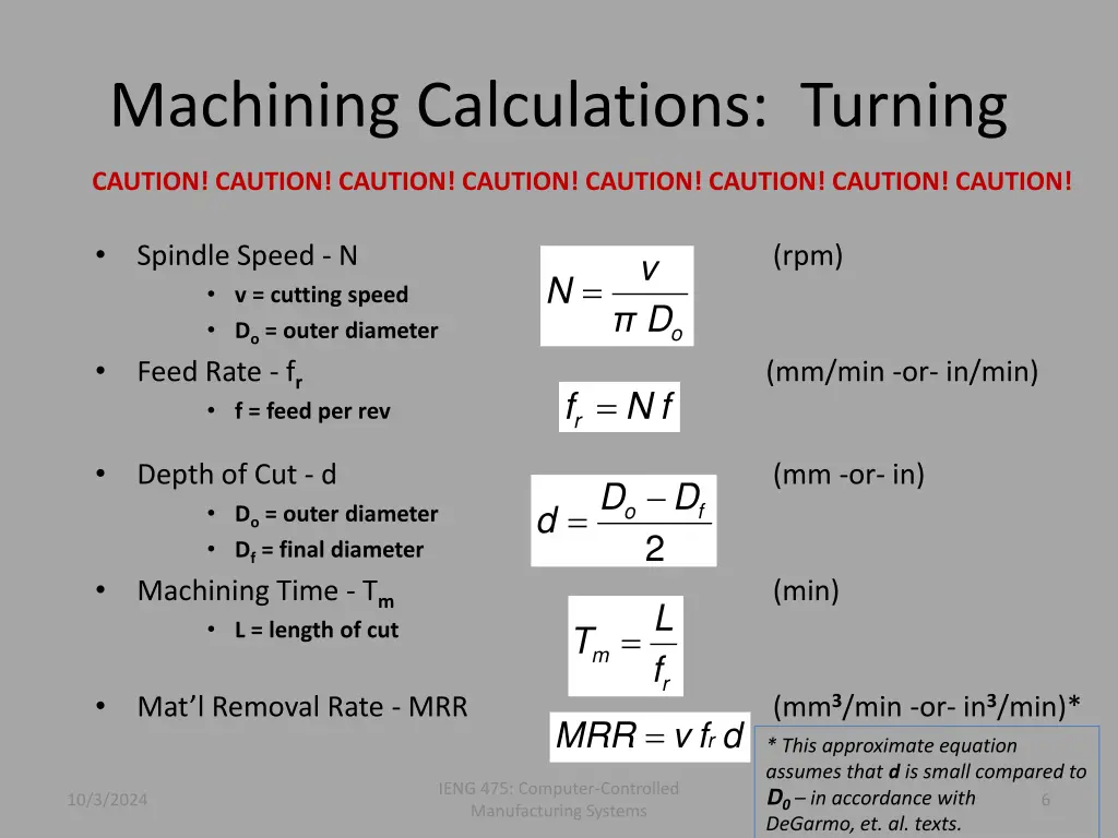 machining calculations turning 2