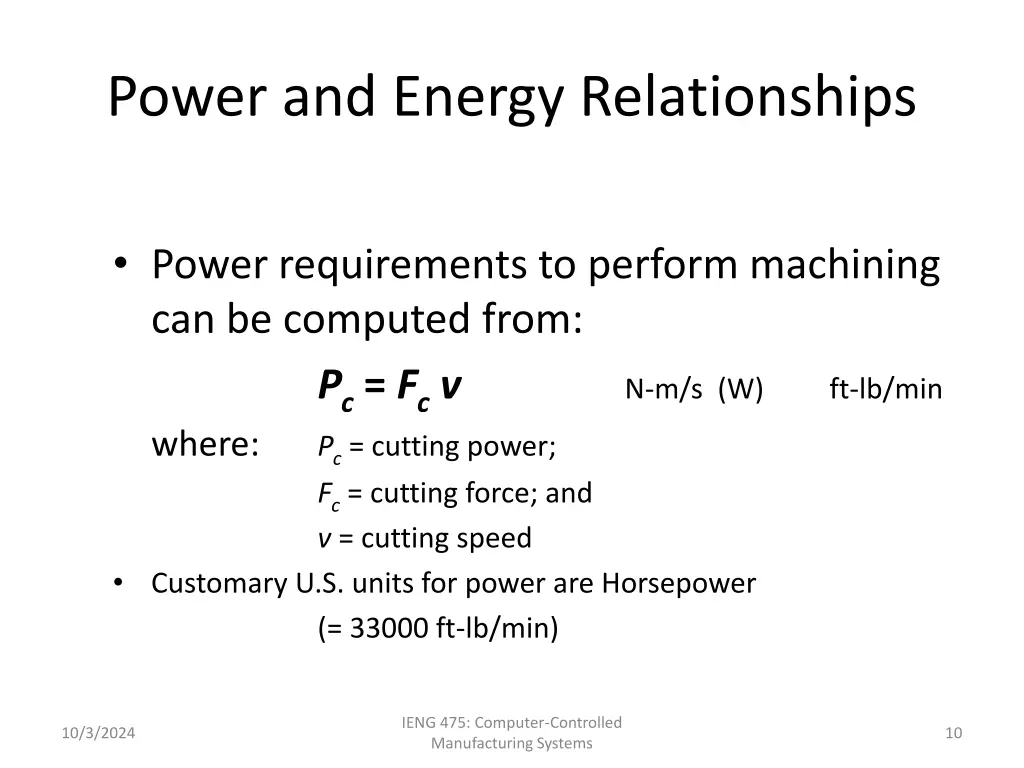 power and energy relationships