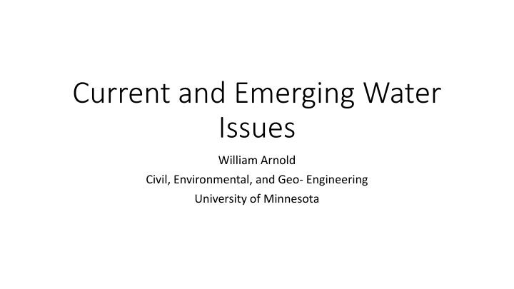 current and emerging water issues