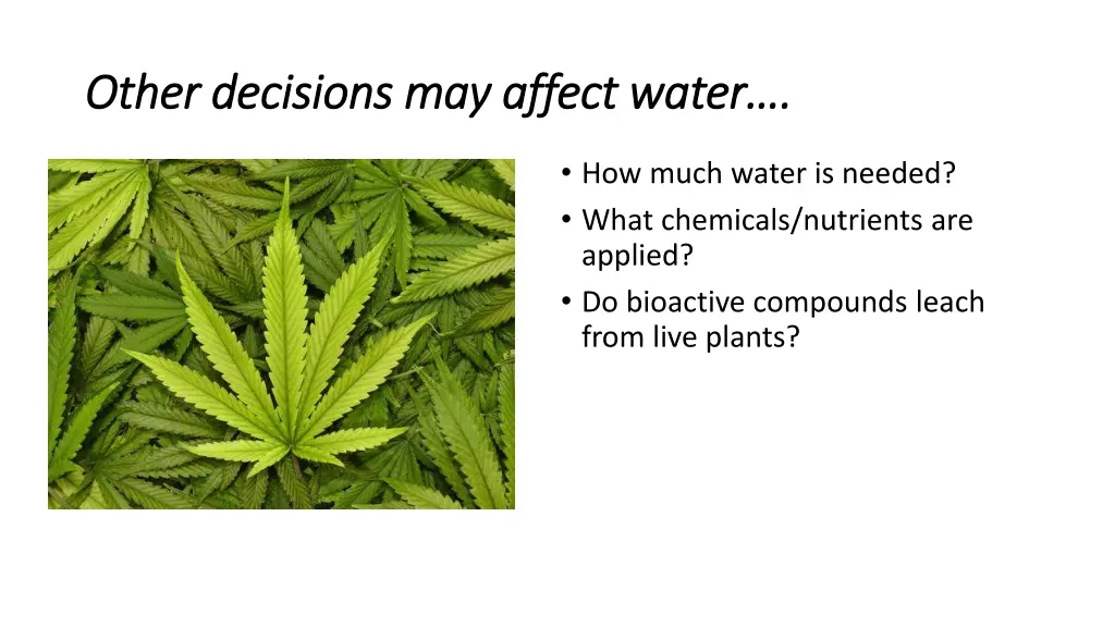 other decisions may affect water other decisions