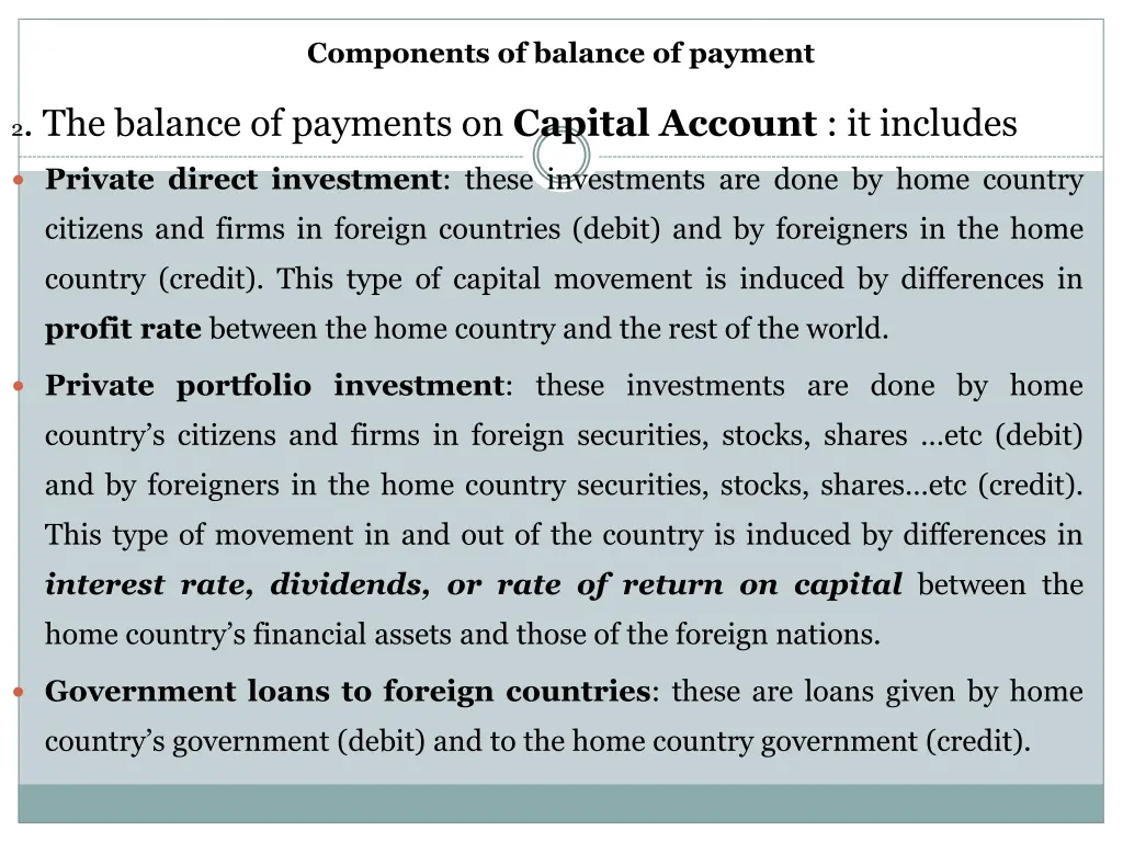 components of balance of payment 1