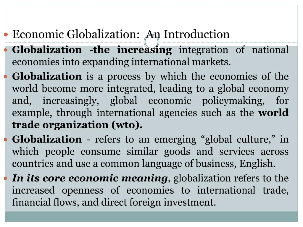 economic globalization an introduction