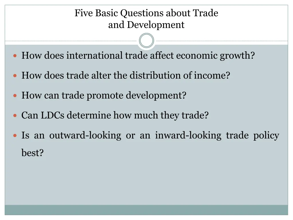 five basic questions about trade and development