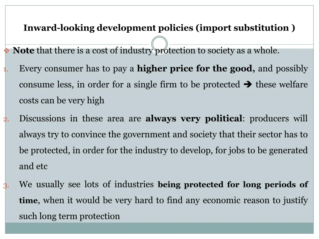 inward looking development policies import 2