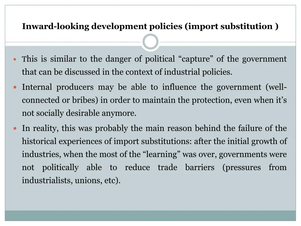 inward looking development policies import 3